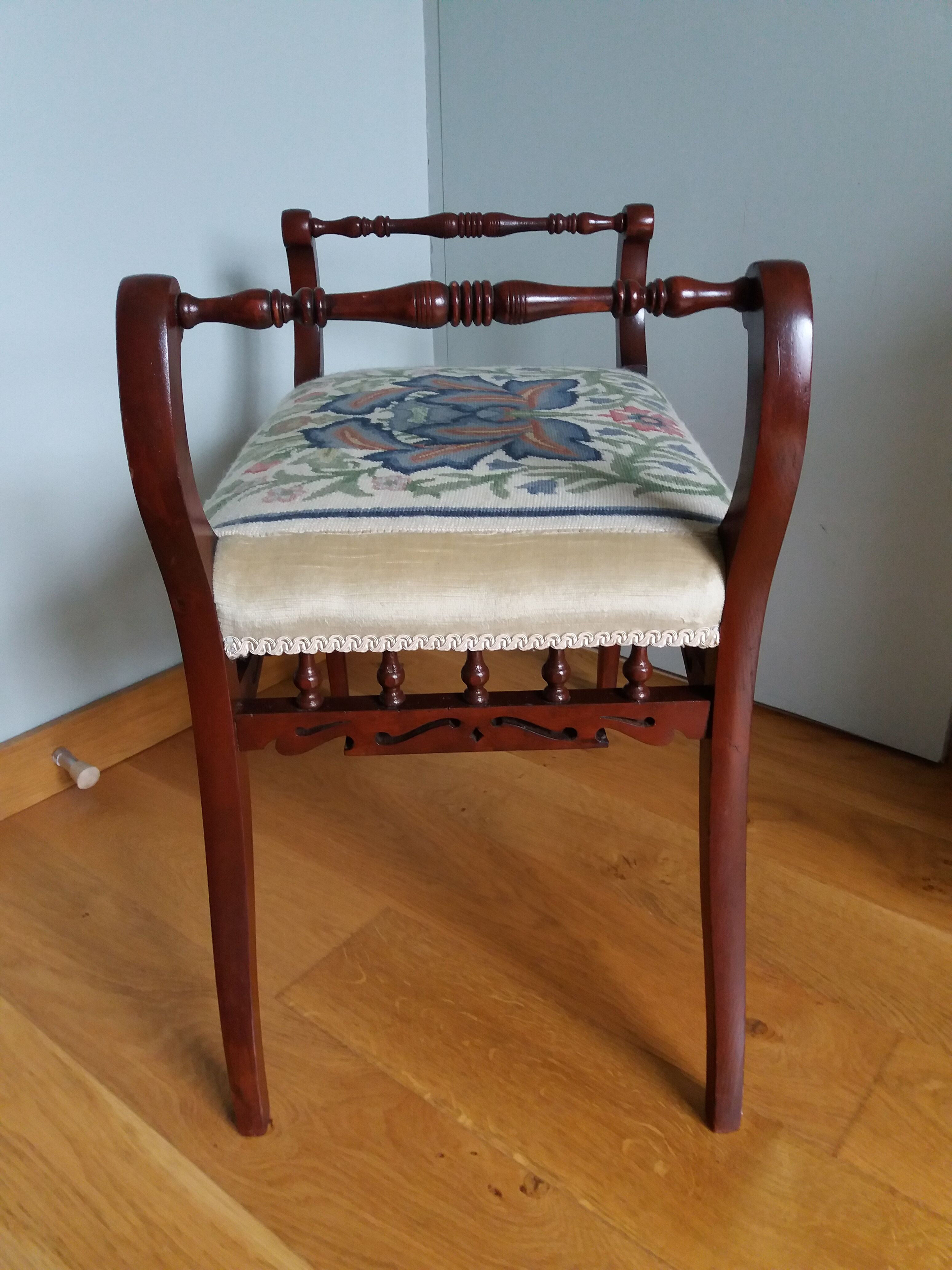 Piano bench stool upholstered canvas end of bed