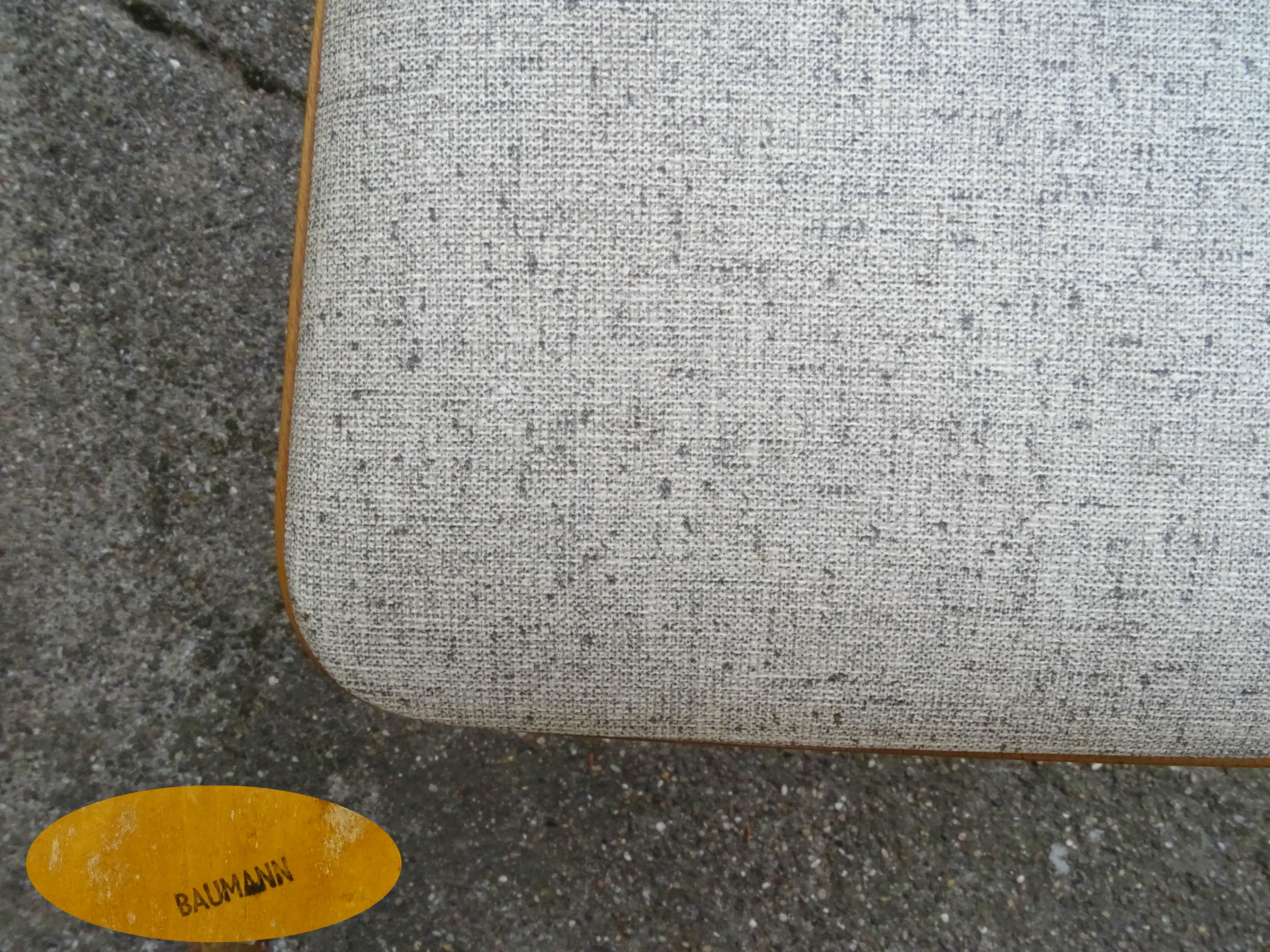 Set of 4 chairs Baumann bistro skaï beige 1970, light oak