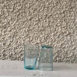 Carafe and 5 old blue glass liqueur glasses