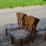 Set of 4 vintage swedish solid pine chairs 1960