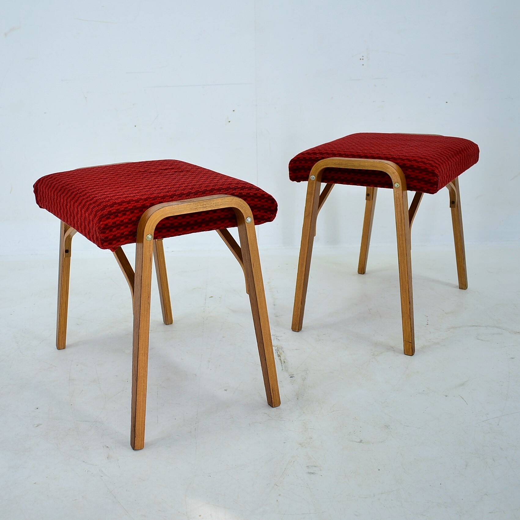 1960s Ludvik Volak beech stools by Drevopodnik Holesov, Czechoslovakia