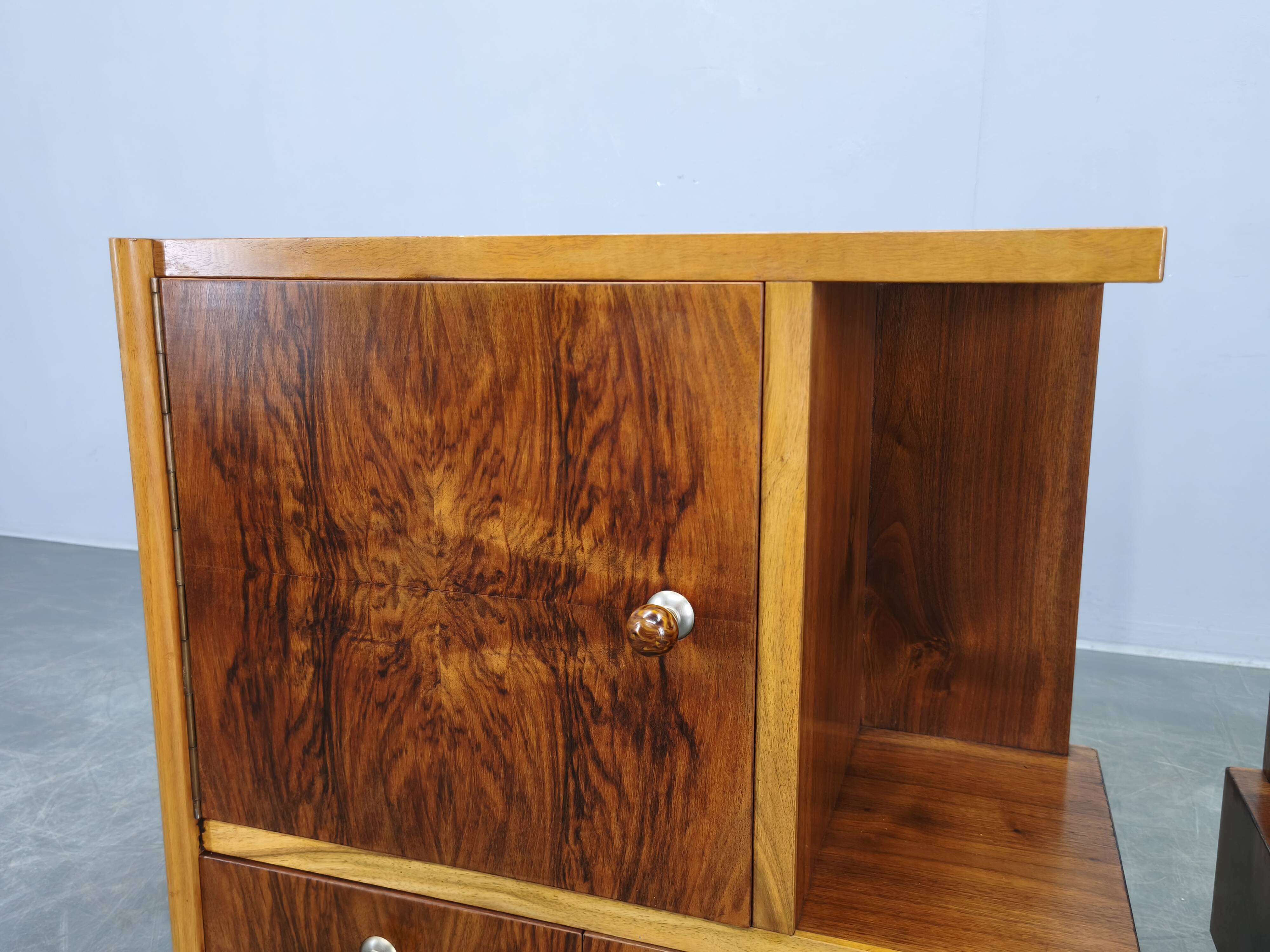 Pair of Italian Mid-Century Walnut Nightstands, 1950s