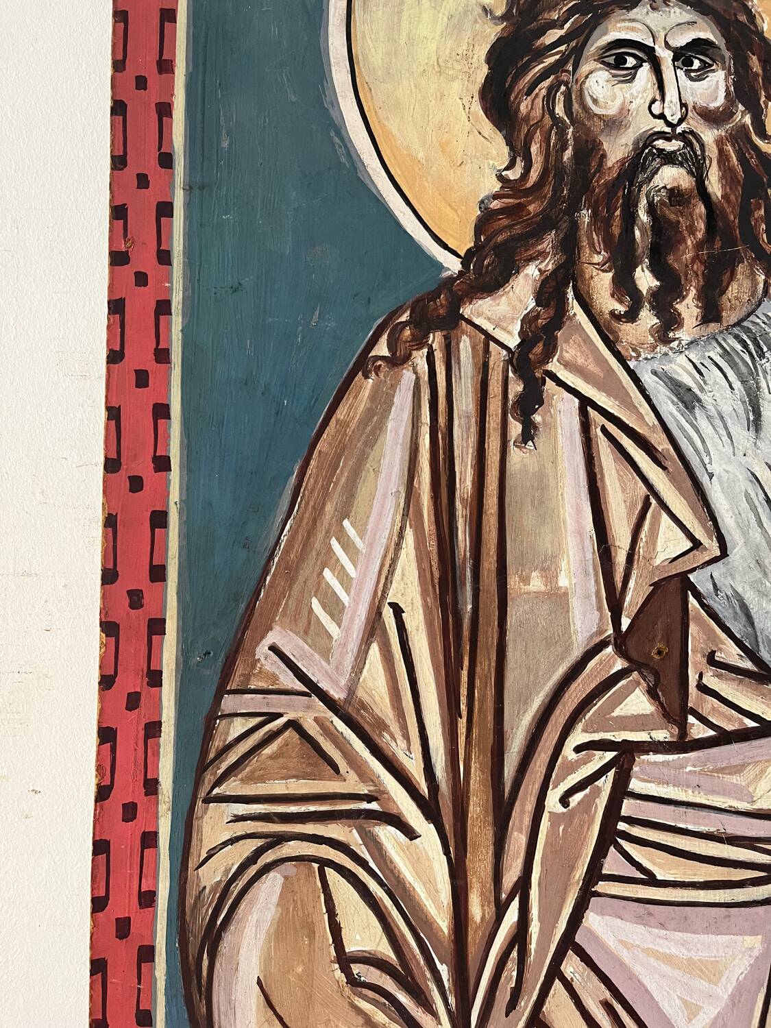 Greek god, oil on cardboard, icon