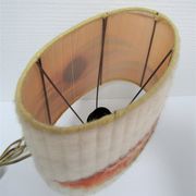 Wood lamp and vintage wool lampshade vintage, 70s