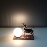 Art Deco table lamp - Copper antelope on marble - 1940