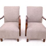 A pair of Art Deco armchairs designed by J. Halabala from the 1930s, Czechoslovakia. After renovation.