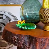 Brutalist sofa tip table in vintage solid wood