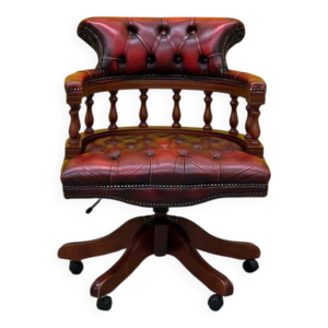 Fauteuil pivotant capitaine - cuir rouge