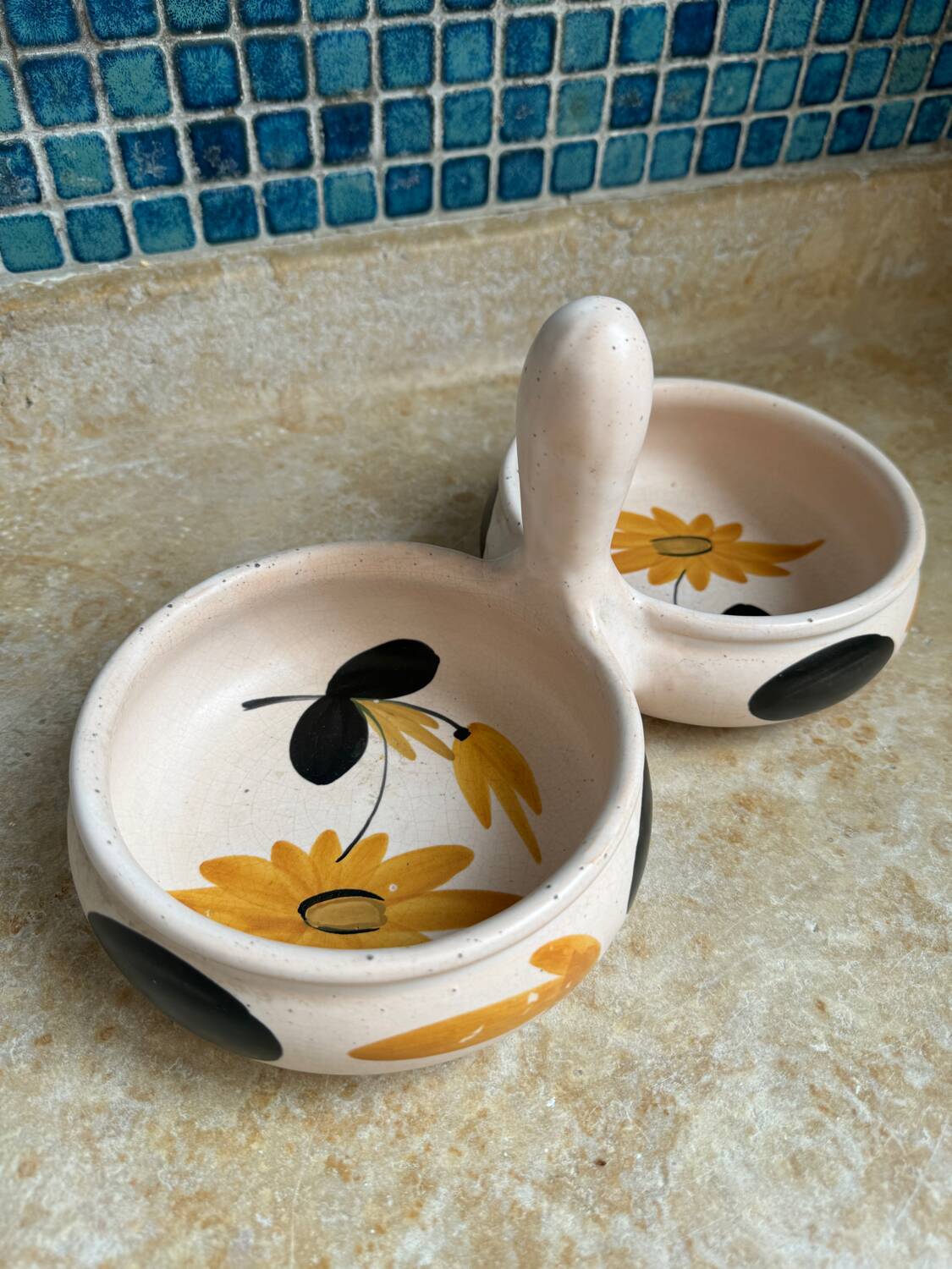 Double ramekin from the Marais pottery, 1960s-70s