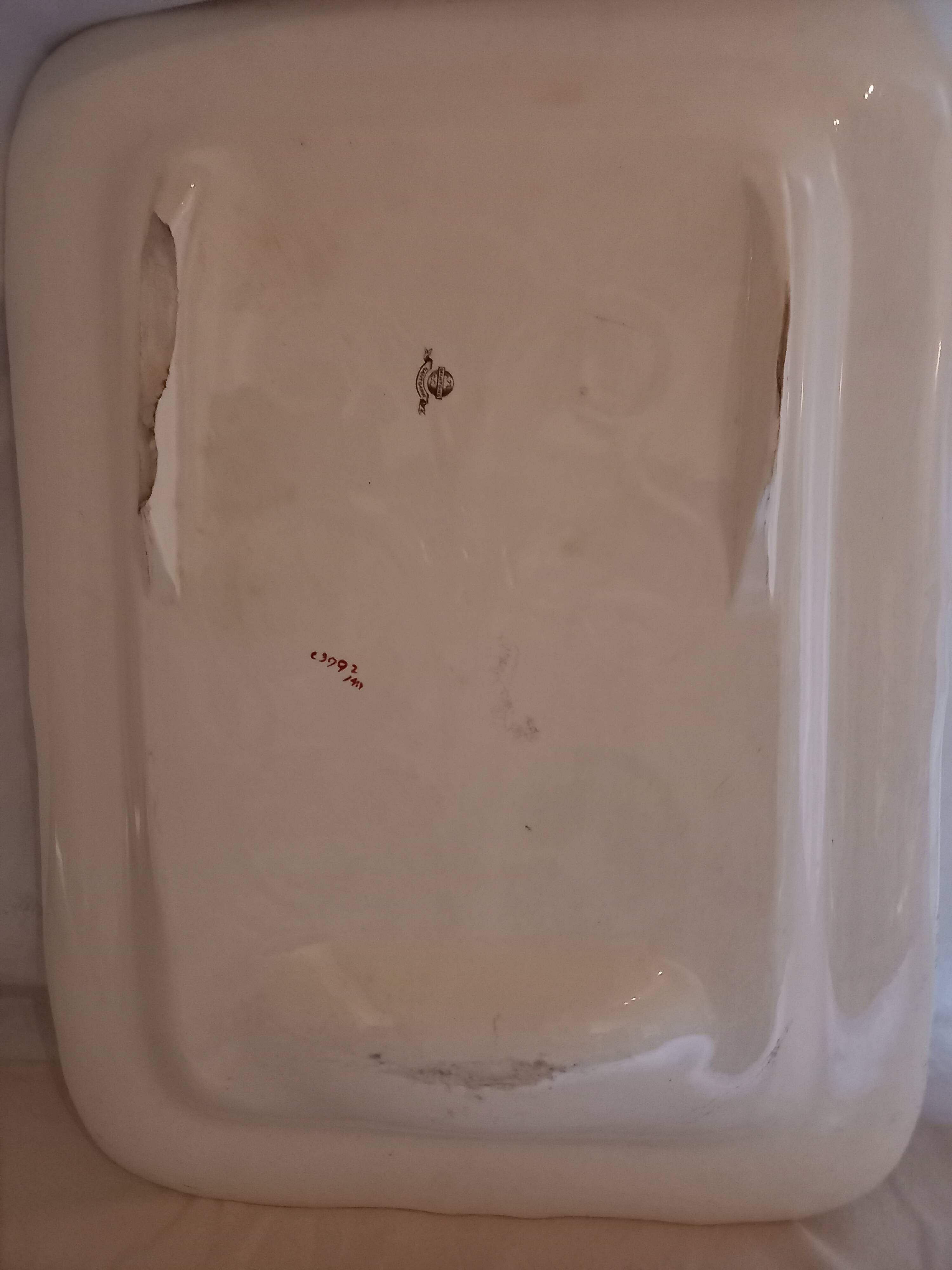 Serving dish, floral decoration, flutes, juice reservoir, English porcelain, Minton