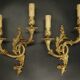 Large pair of wall sconces in Rocaille / Rococo / Baroque style - gilded bronze