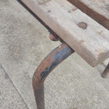 School bench wood and vintage metal
