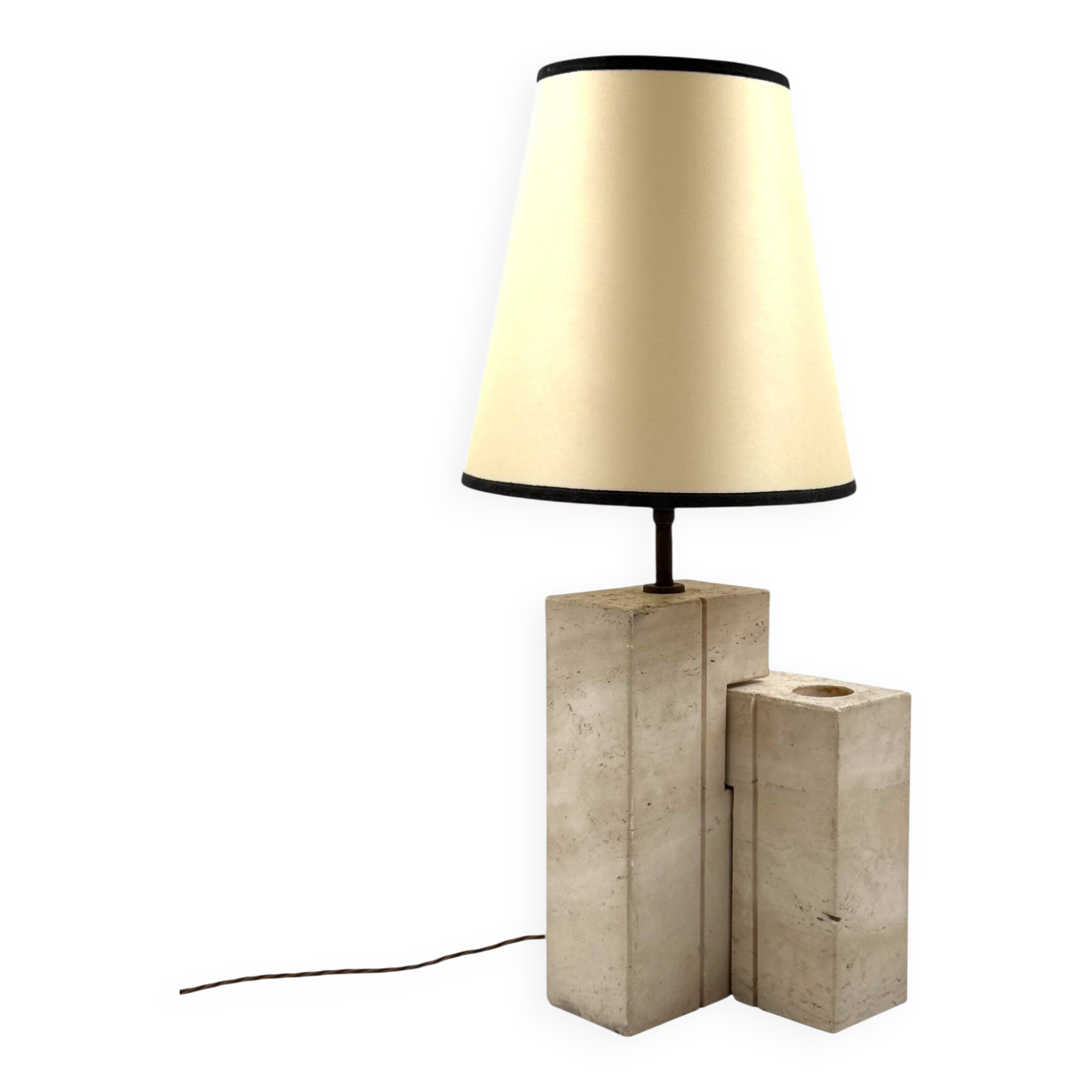 Mid-century modern travertine table lamp, Nucleo Sormani Italy 1960s