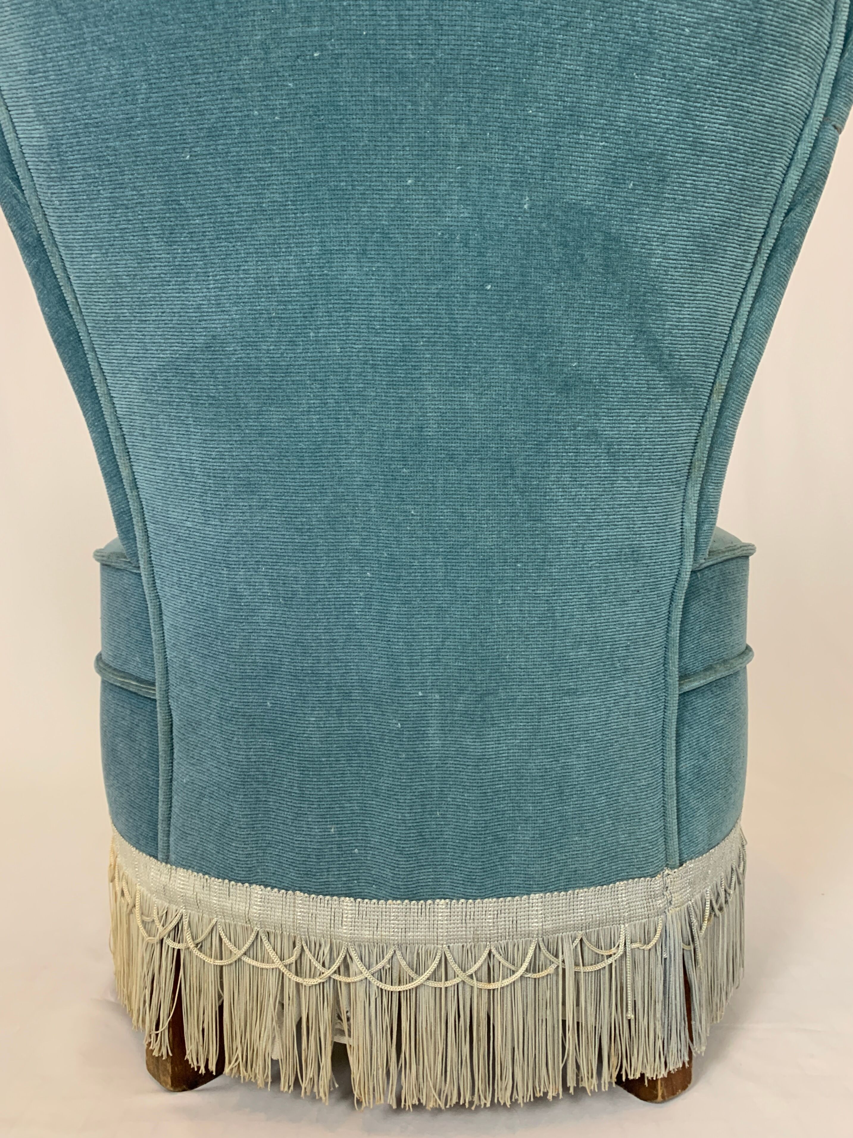 Blue velvet toad armchair