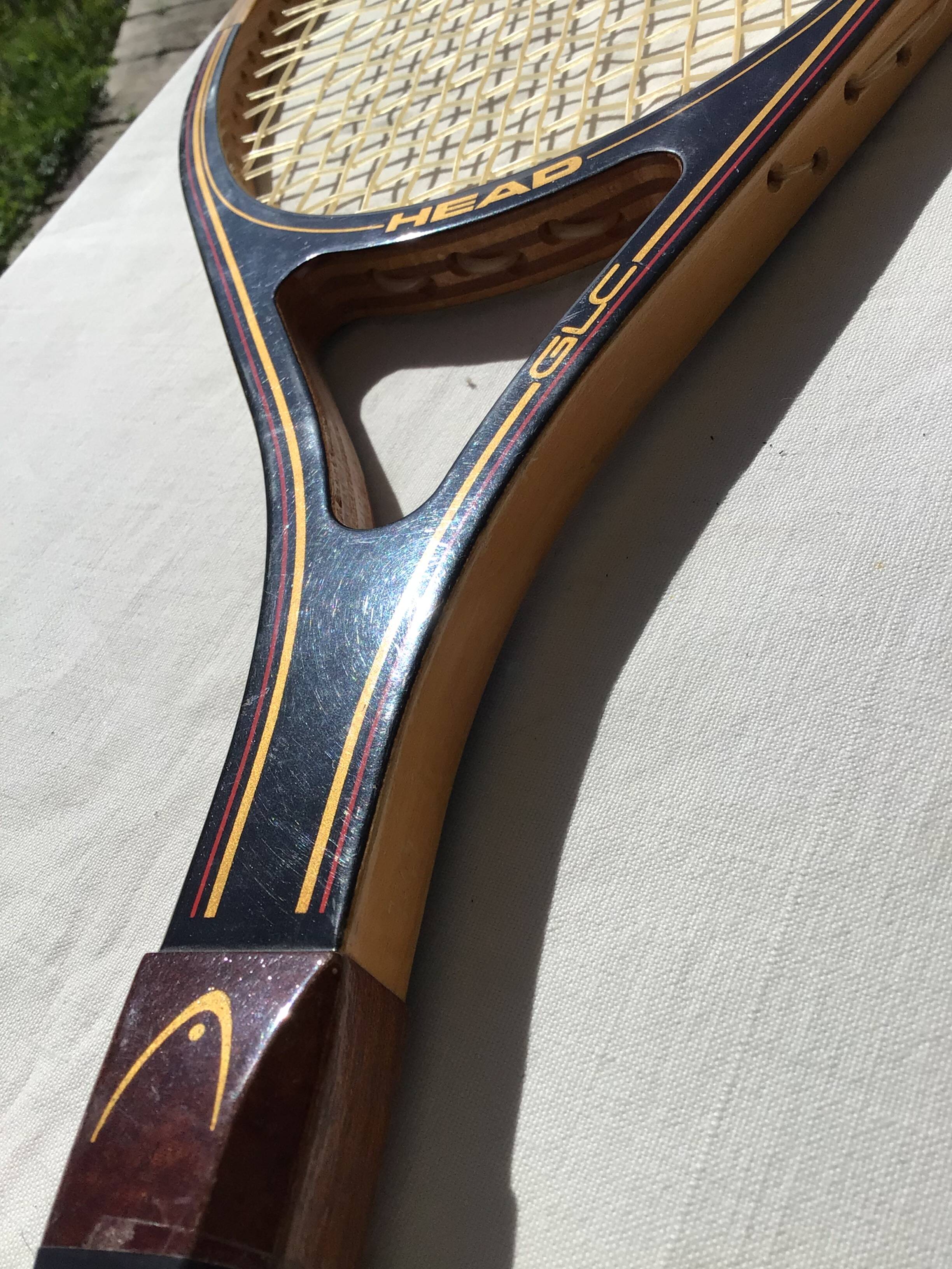 Head graphite vintage wooden racket