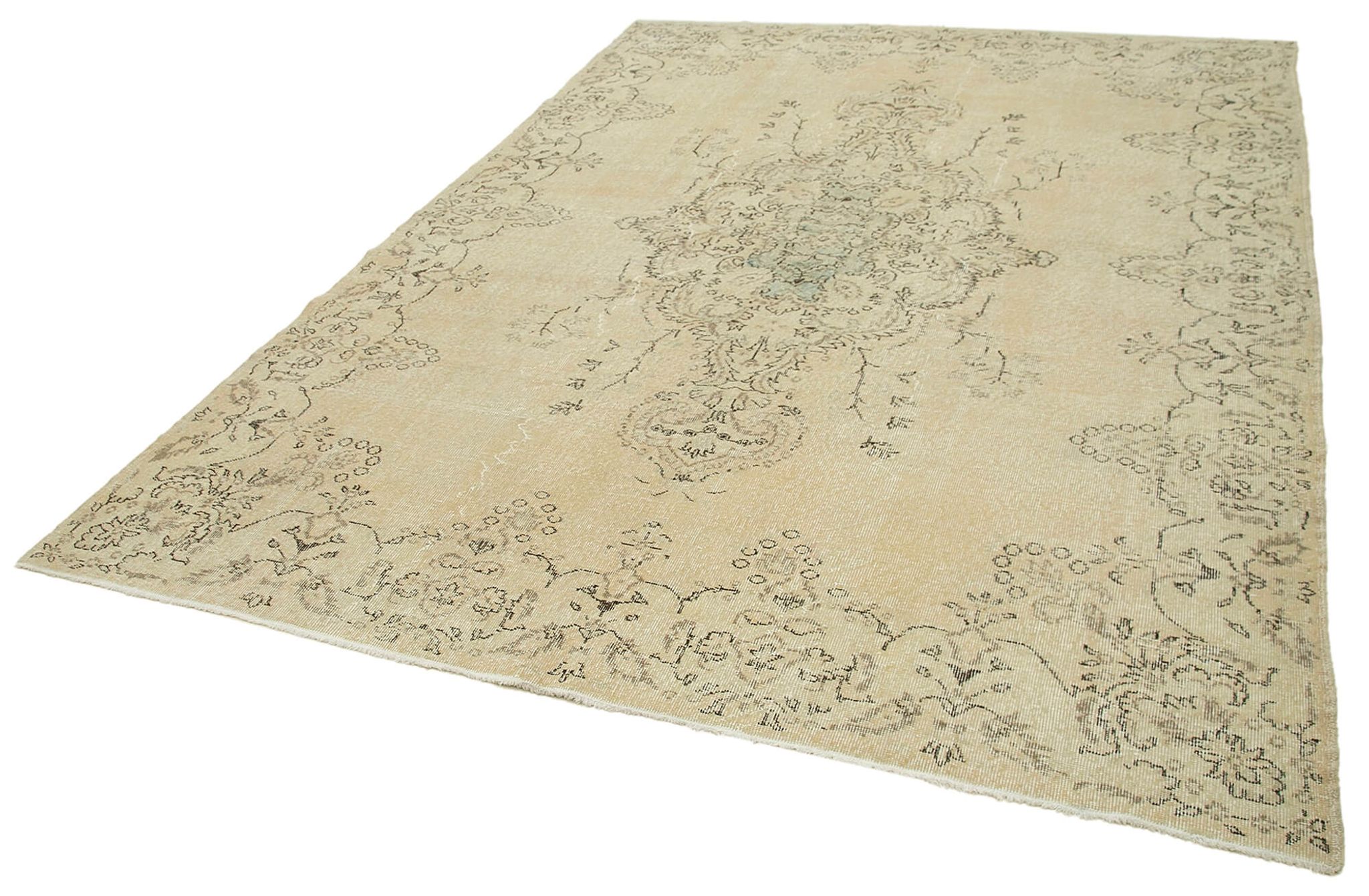 Tapis beige anatolien unique tissé à la main 212 cm x 300 cm