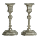 Pair of patinated silver-plated candlesticks