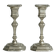Pair of patinated silver-plated candlesticks