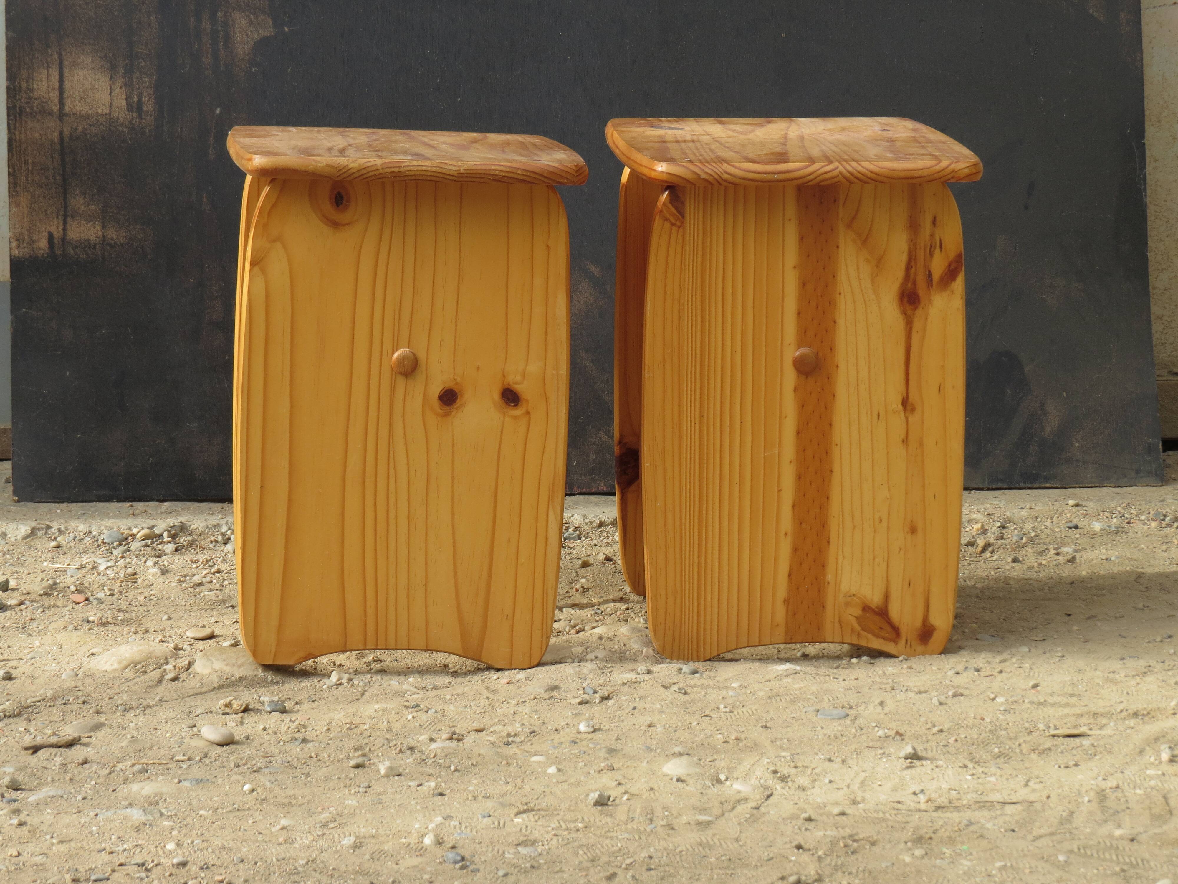 Pair of small pine tables