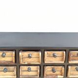 Metal cabinet with wooden drawers