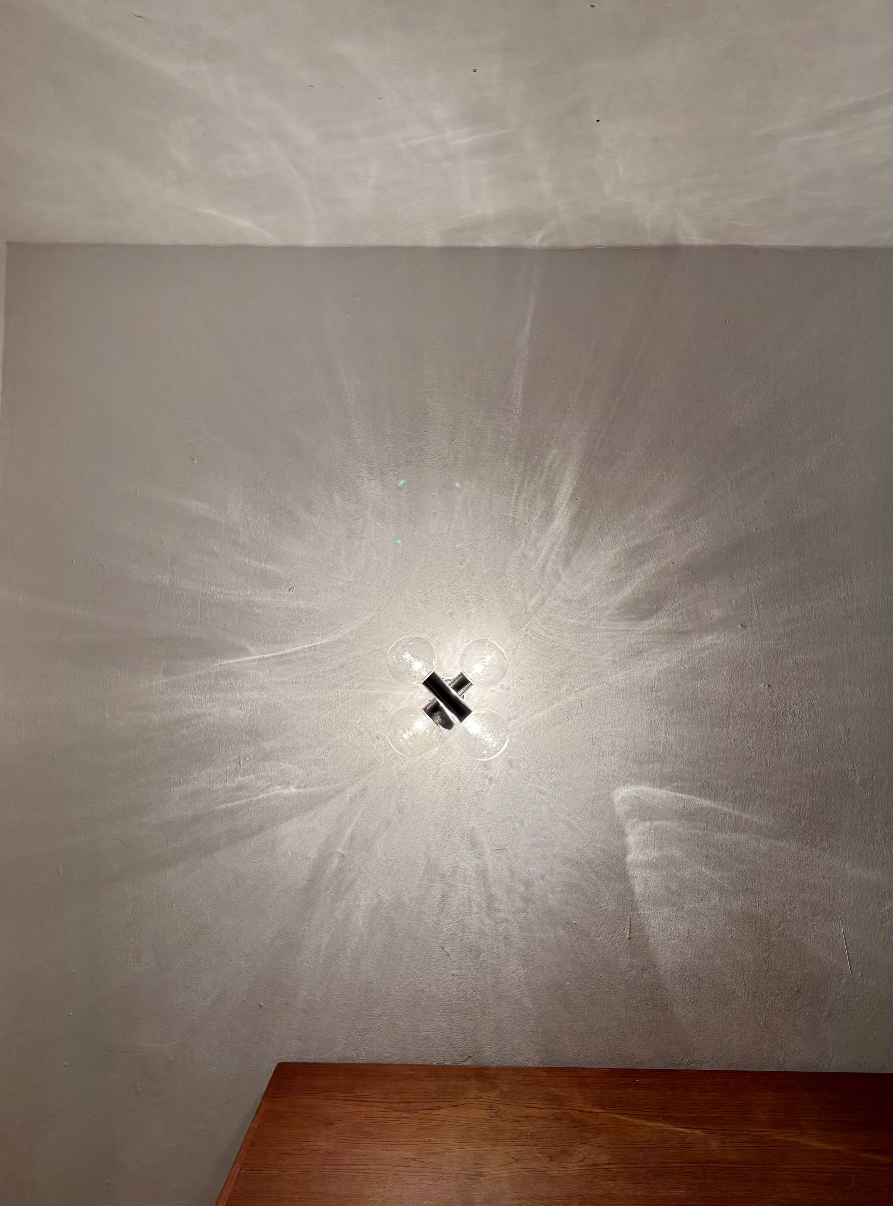 Amazing 1970s Modernist Space Age Bubble Glass Ceiling Lamp by J.T. Kalmar