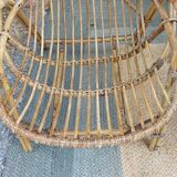 4 armchairs and a coffee table made of rattan and bamboo wood, vintage.