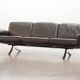 De Sede Black Leather Strap Stitched Three-Seat Sofa DS31. Switzerland, 60s