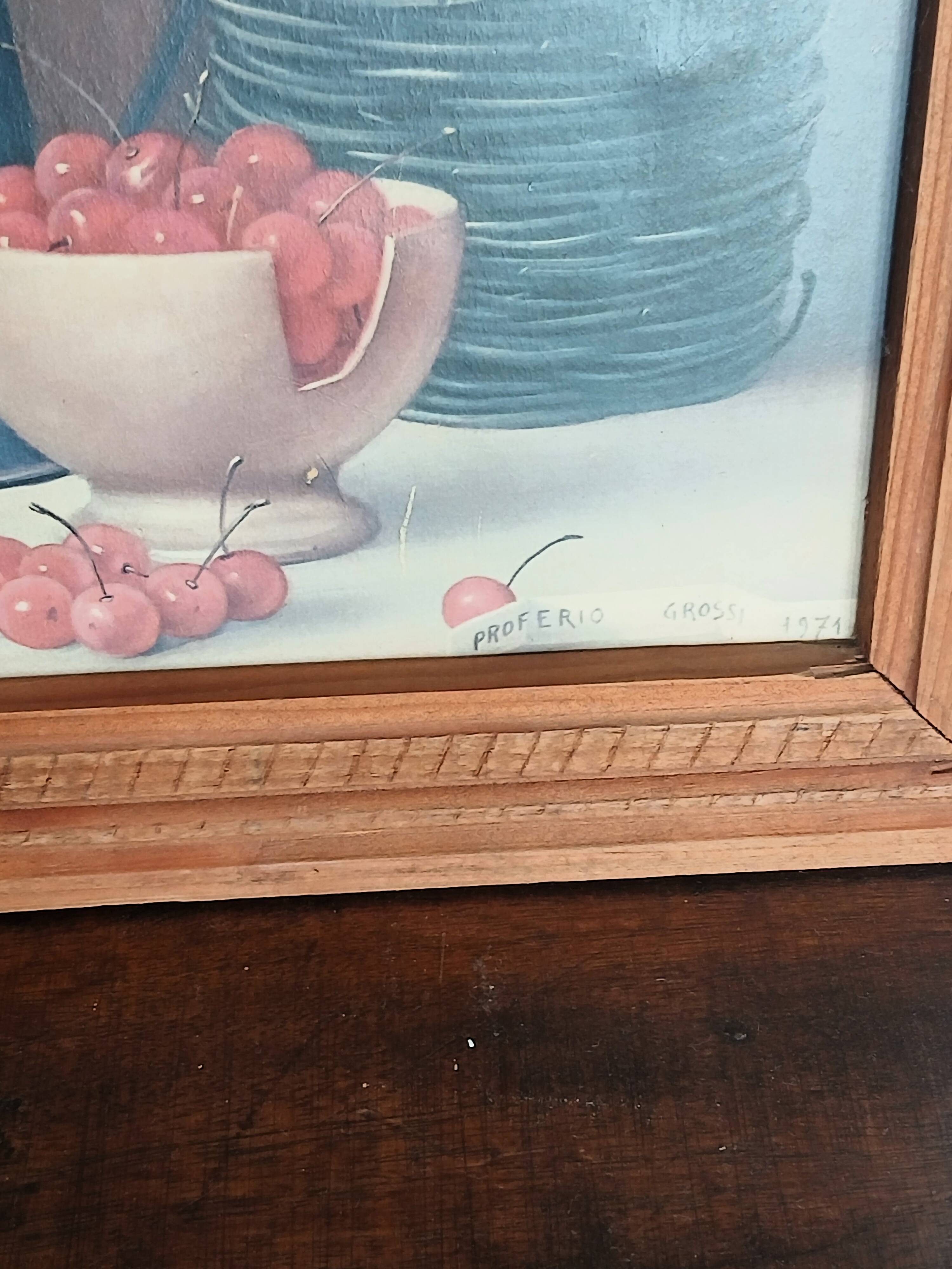 Vintage Still Life Table 1971 – Proferio Grossi – Wooden Frame