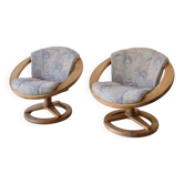 2 fauteuils pivotants en pin scandinave | années 1980