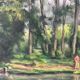 Fishermen at Brochard Pond, signed M. Louis, 1981