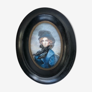 Miniature d'une élégante à la robe bleue