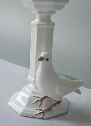 Vintage Costa Italy white ceramic candle holder - 1950s