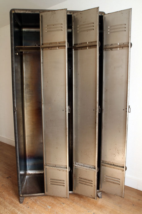 Industrial metal locker room patinated rounded corners