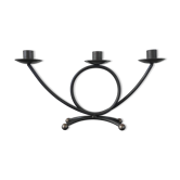 Modernist wrought iron 3-light candelabrum