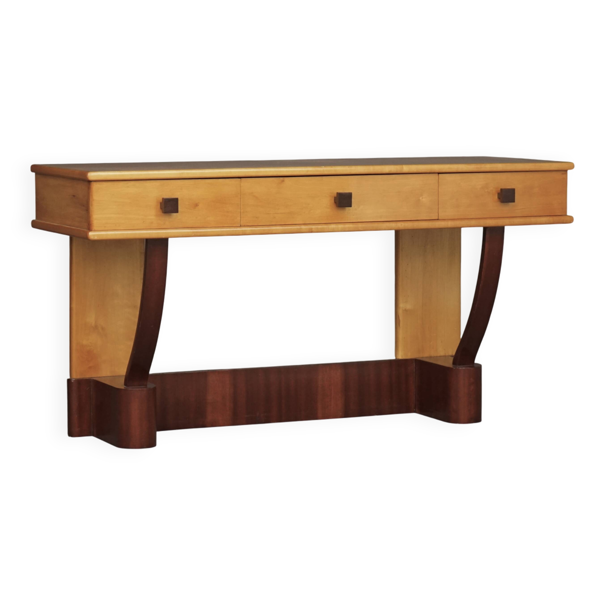 Coiffeuse basse Art Déco en bois d'érable, années 1930