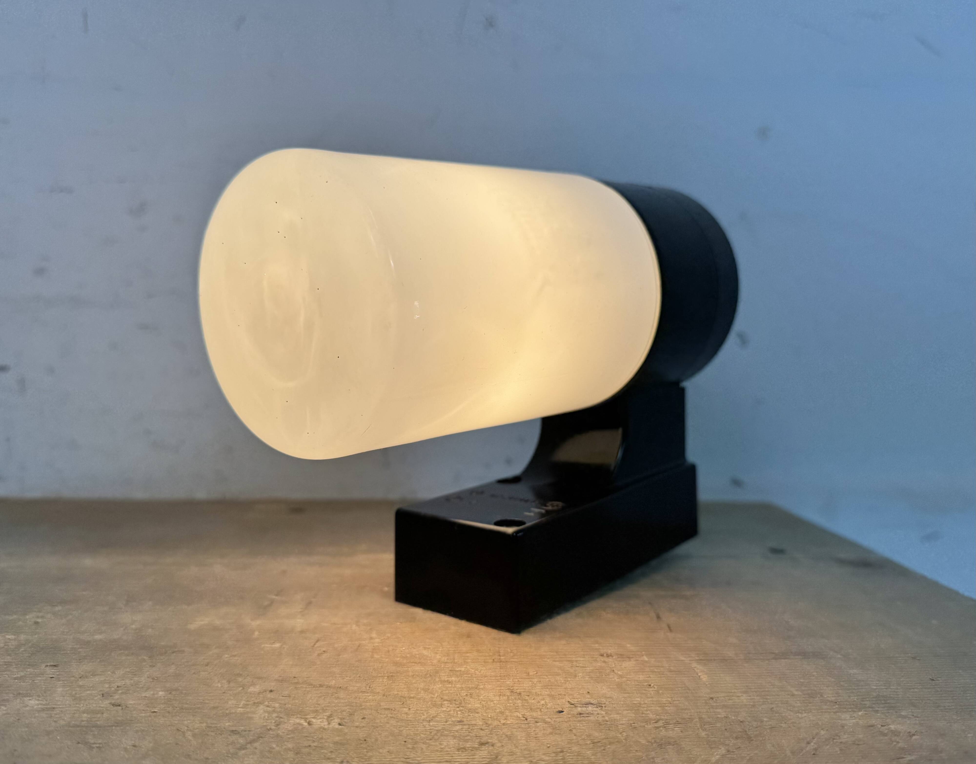 Industrial Brown Bakelite Wall Light with Milk Glass, 1960s