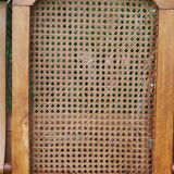 Cane folding armchair in solid wood