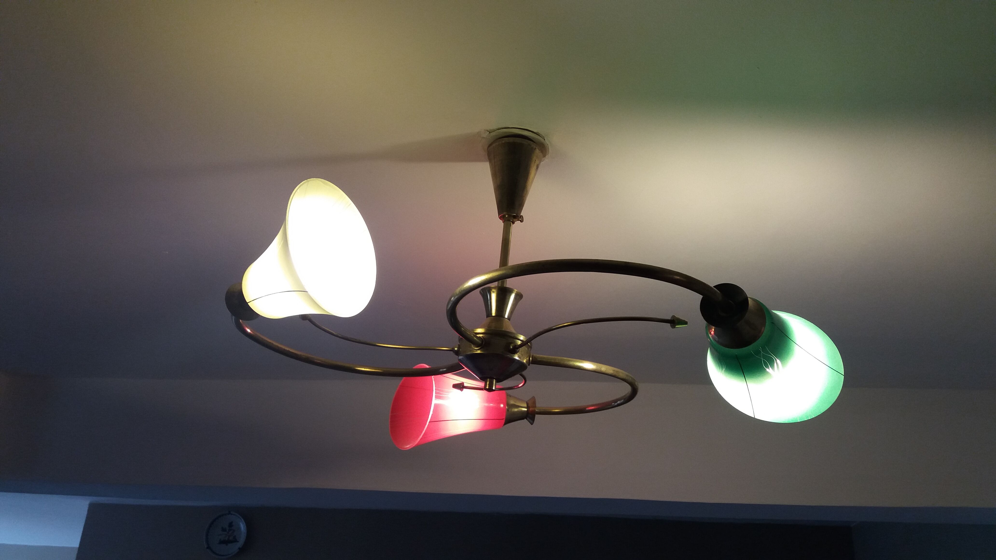 Lustre verre et laiton vintage