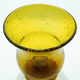 Yellow glass candlestick with bubble details
