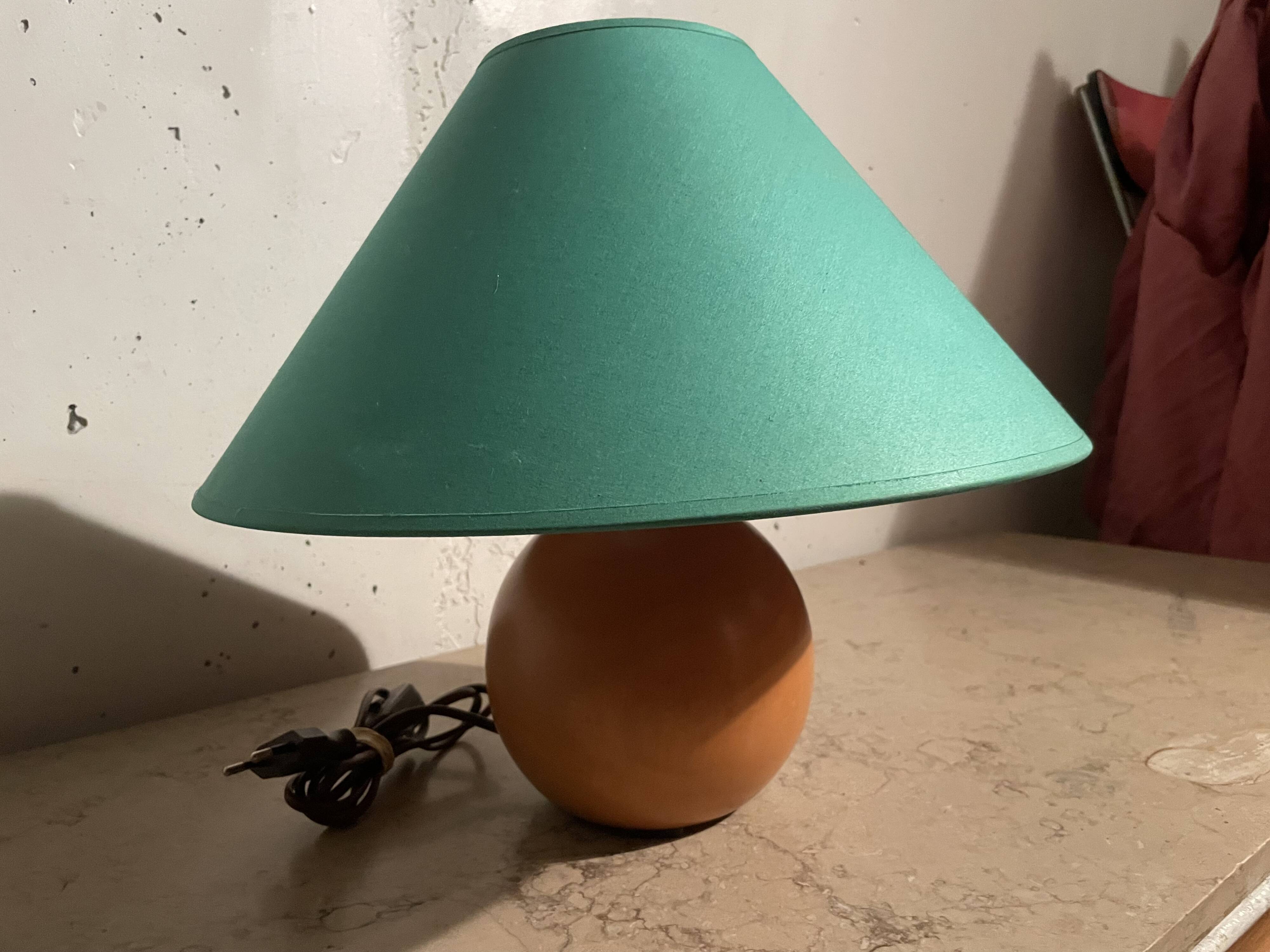 Lampe boule en bois années 80