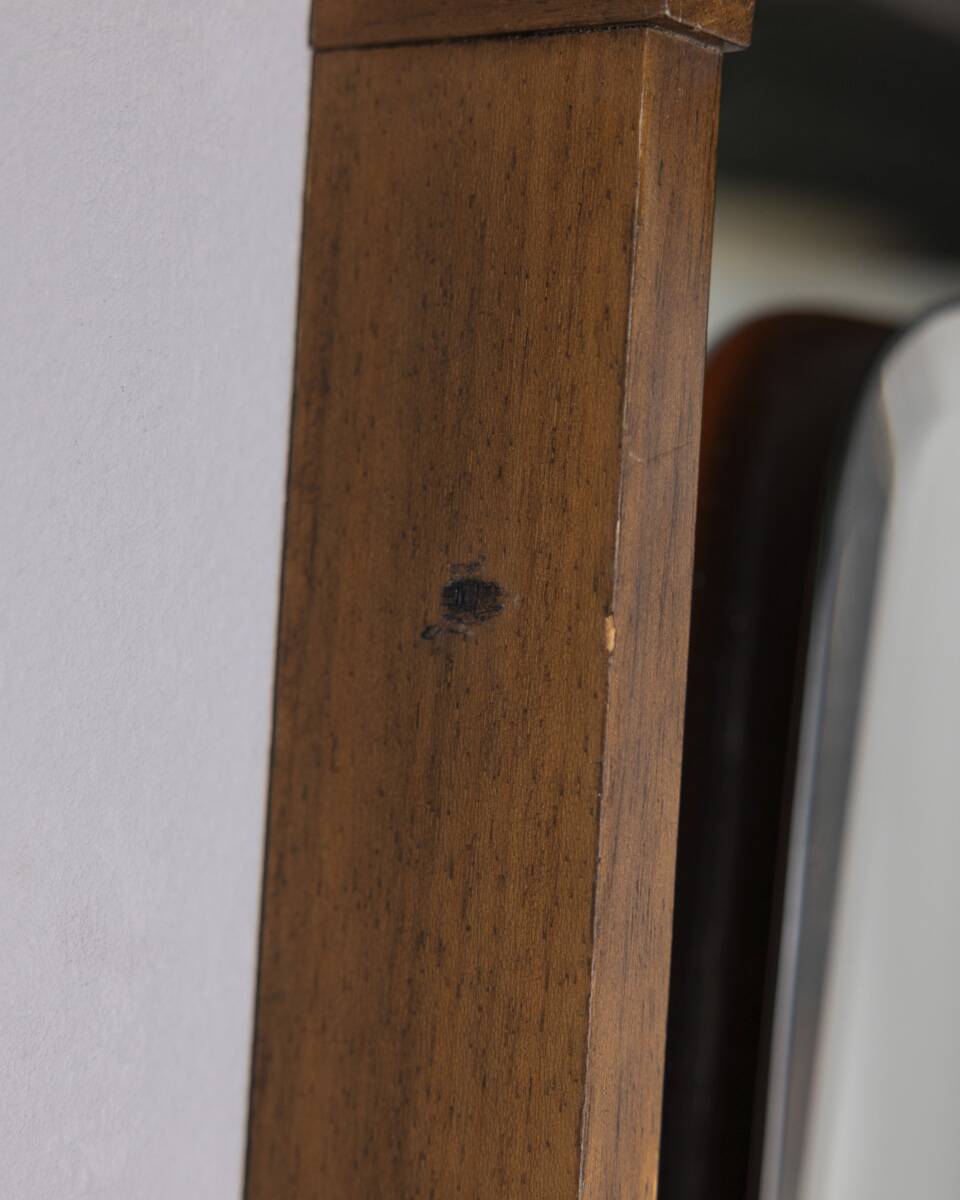VINTAGE 1960S WALL MIRROR IN WOOD AND SMOKED GLASS, ITALIAN DESIGN