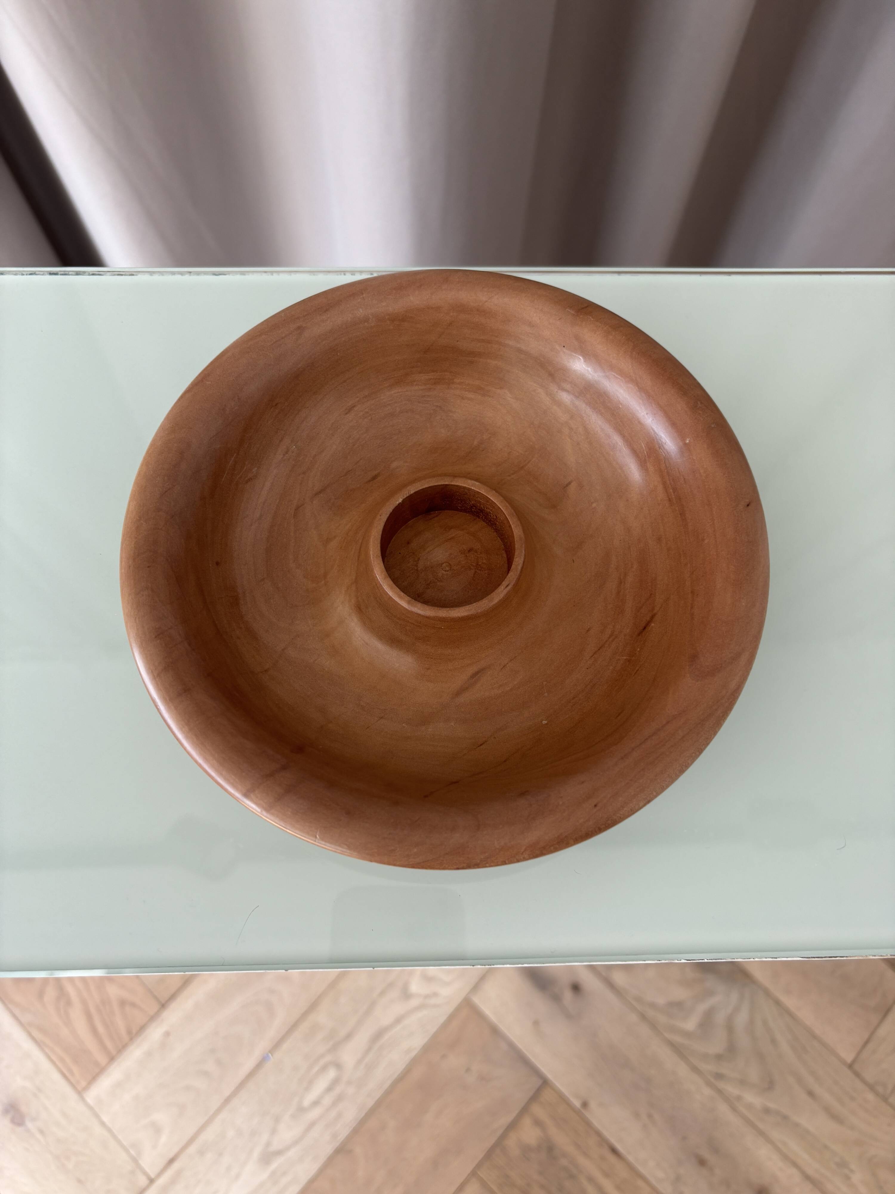 vintage sculptural candle holder made of turned wood