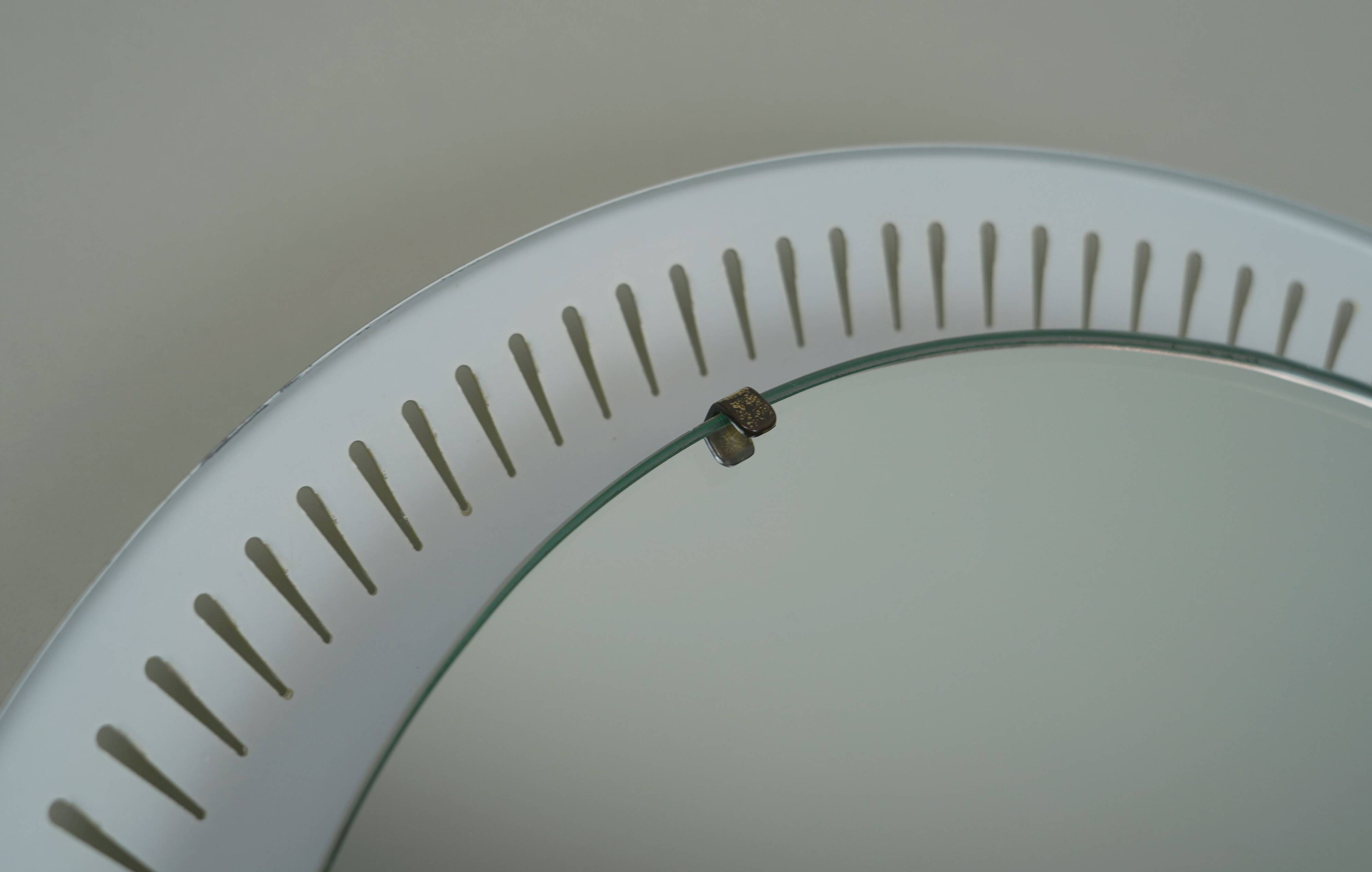 round mid century modern illuminated WALL MIRROR with metal frame 1950s