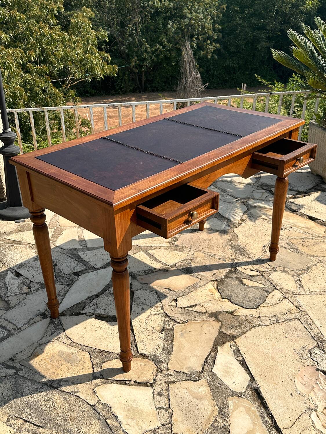 Louis XV style walnut desk, 20th century