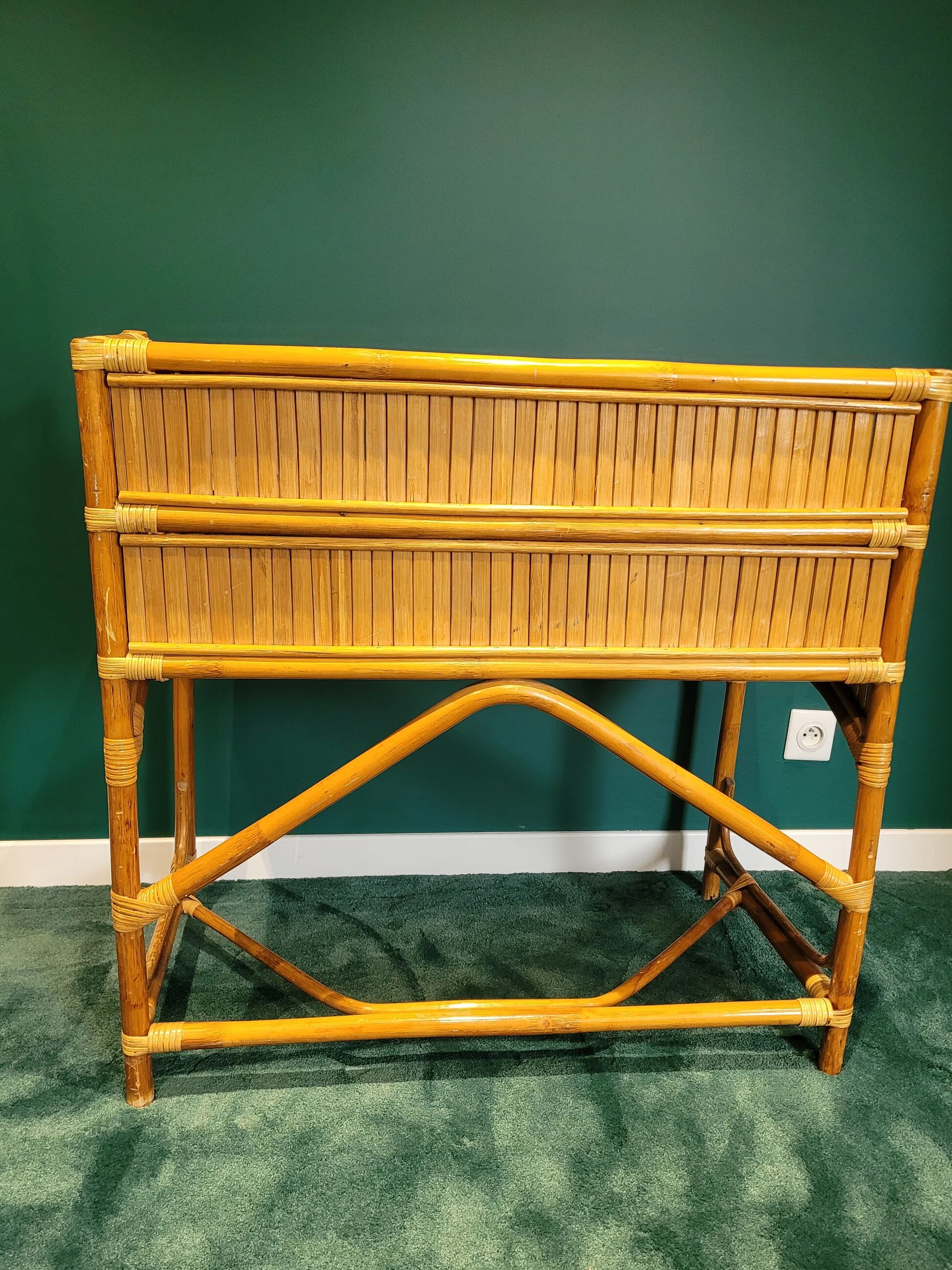 Vintage bamboo and rattan desk