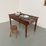 Walnut and pine drapery farmhouse table
