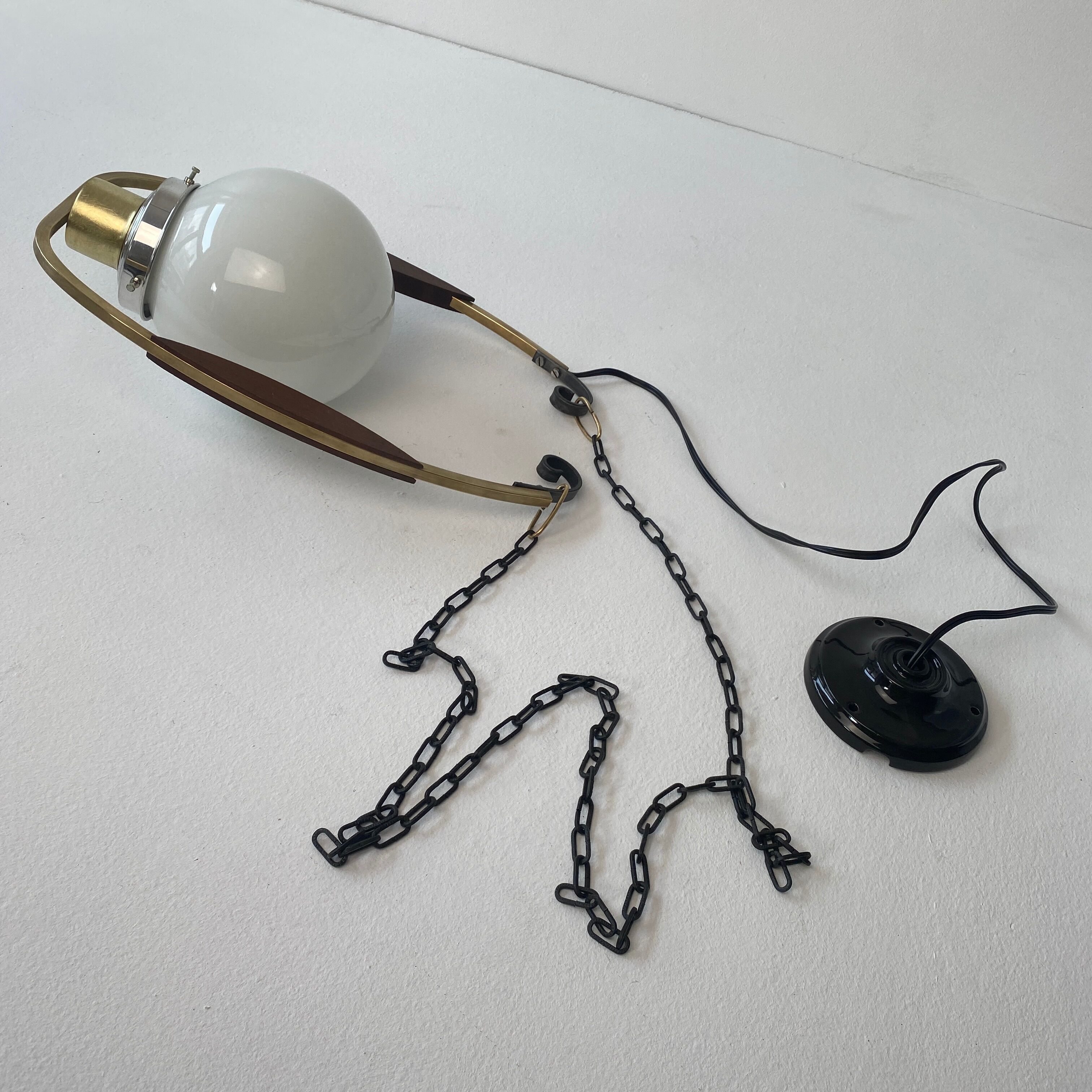 Old opaline pendant lamp 1950 vintage