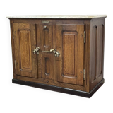 Glacière début XXème en chêne et dessus marbre