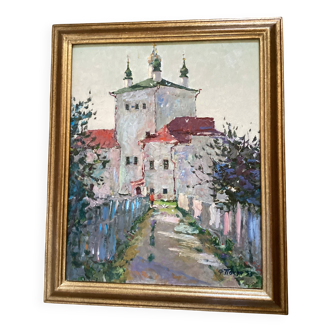 Old painting Oil on cardboard dimensions: height - 59 cm - width - 49 cm -