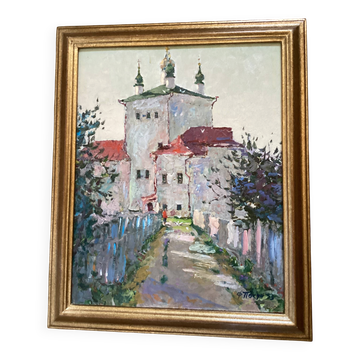 Old painting Oil on cardboard dimensions: height - 59 cm - width - 49 cm -